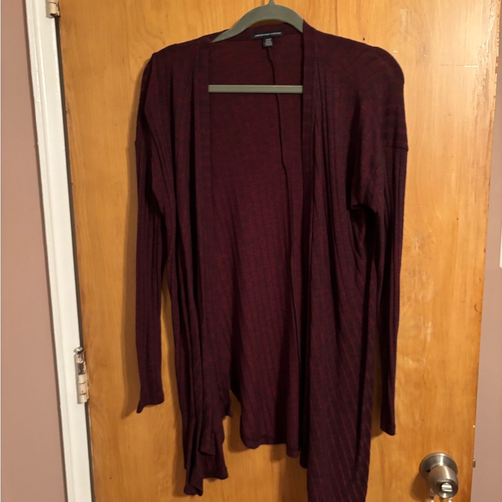 American Eagle Outfitters Maroon Open Front Cardigan